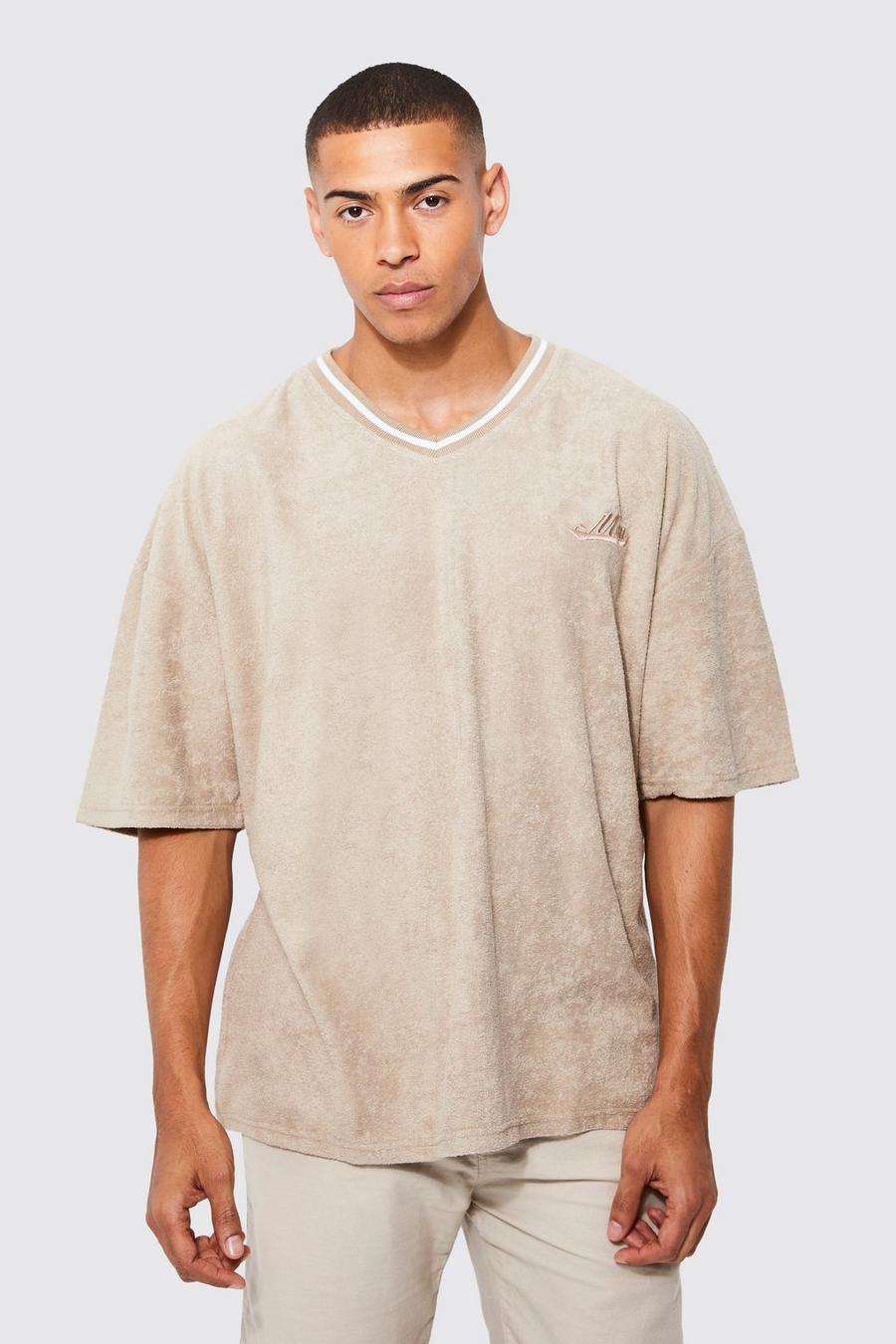 Taupe beige  Oversized Towelling T-shirt