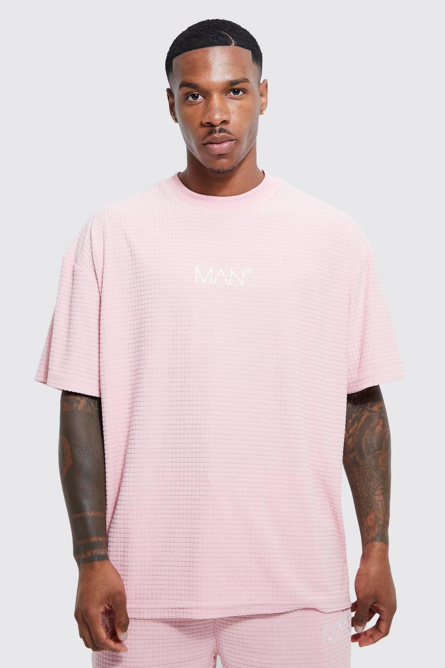 Pink Oversized Waffle Towelling T-shirt image number 1