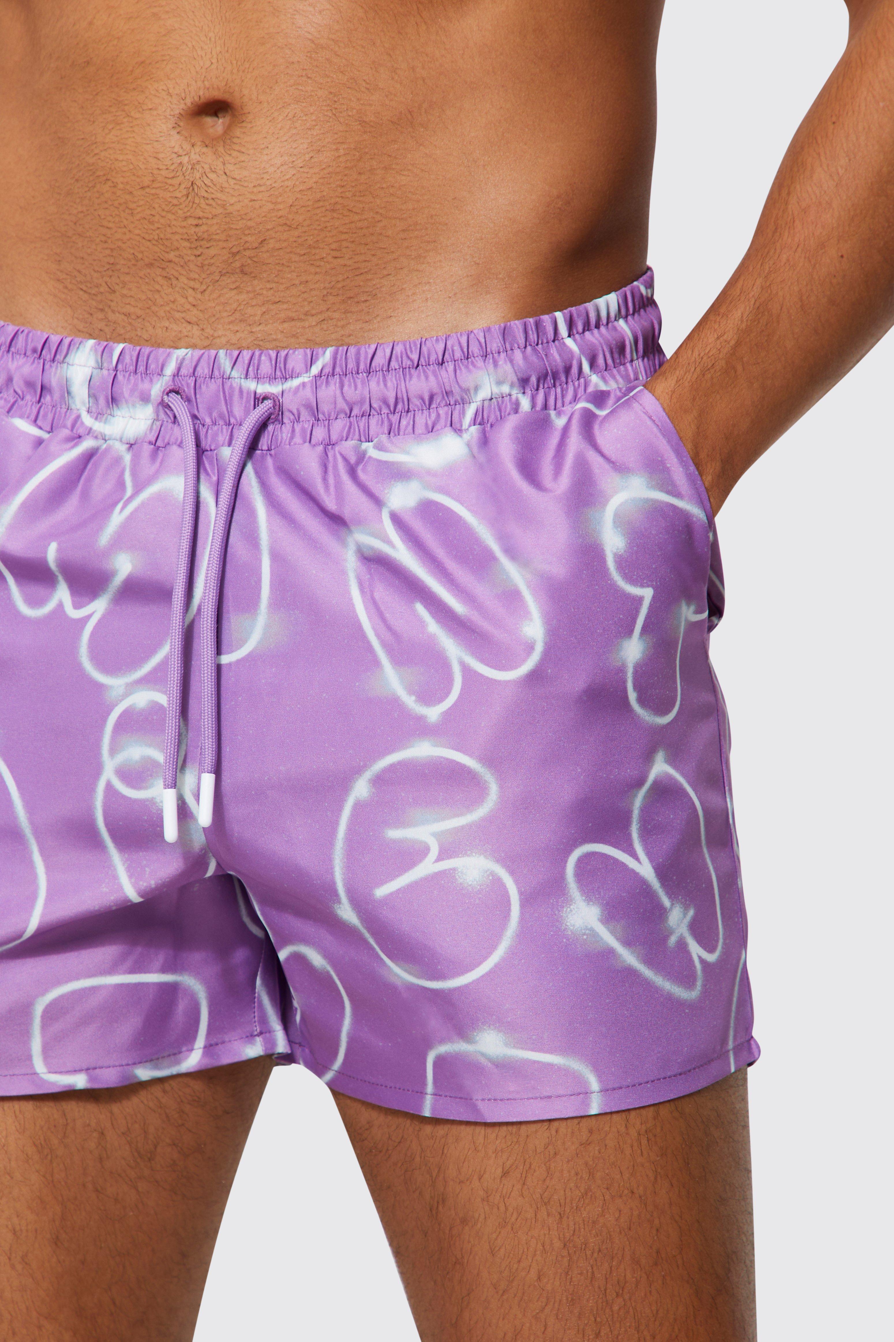 Mens graphic sales swim trunks