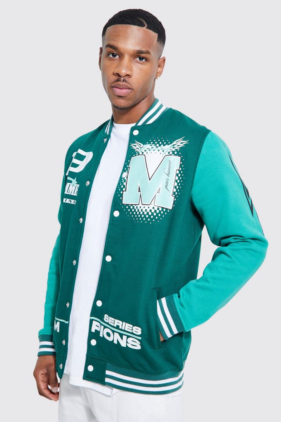 Forest Moto Graphic Jersey Bomber Jacket image number 1
