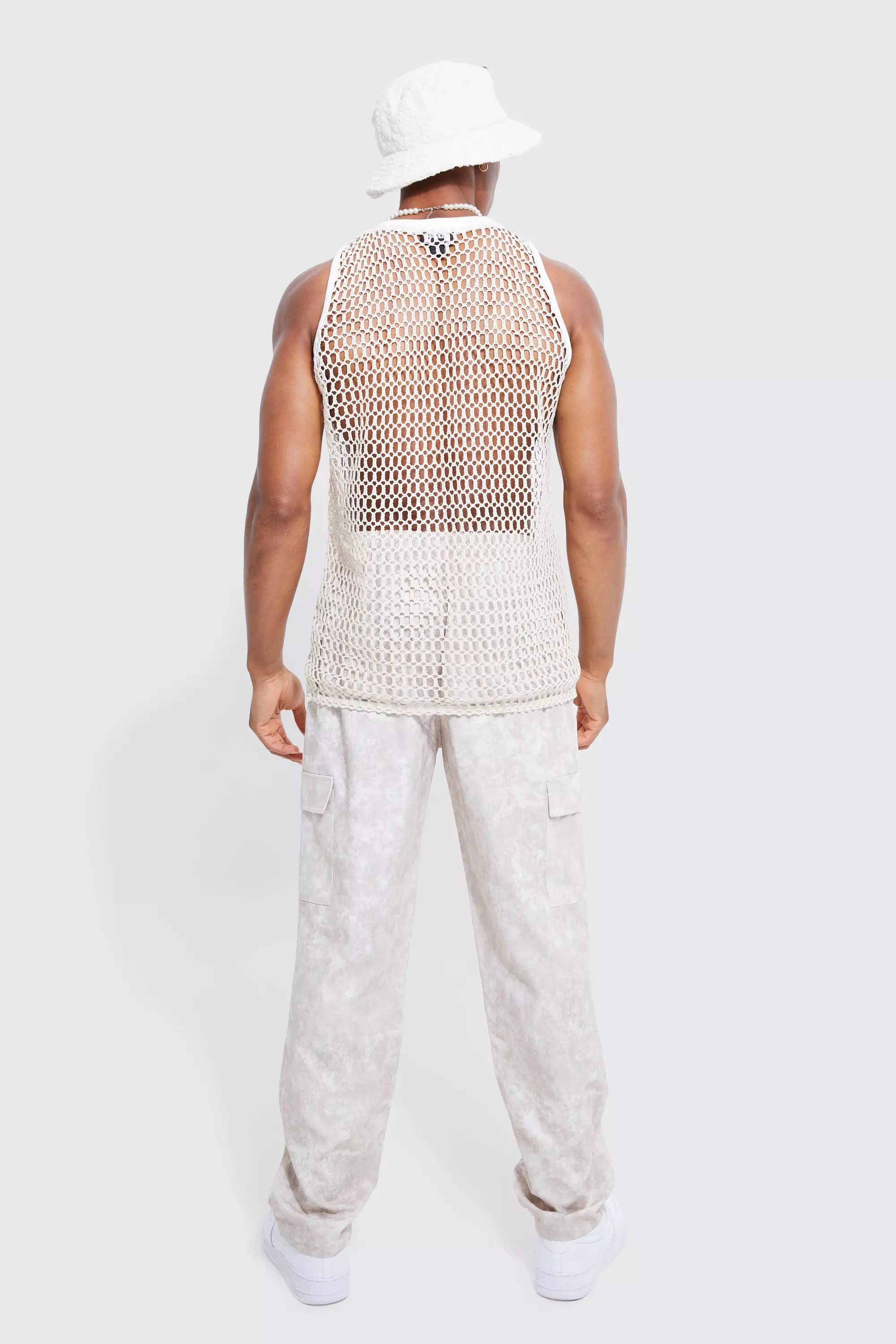 Ecru Large Scale Open Mesh Vest alternative image