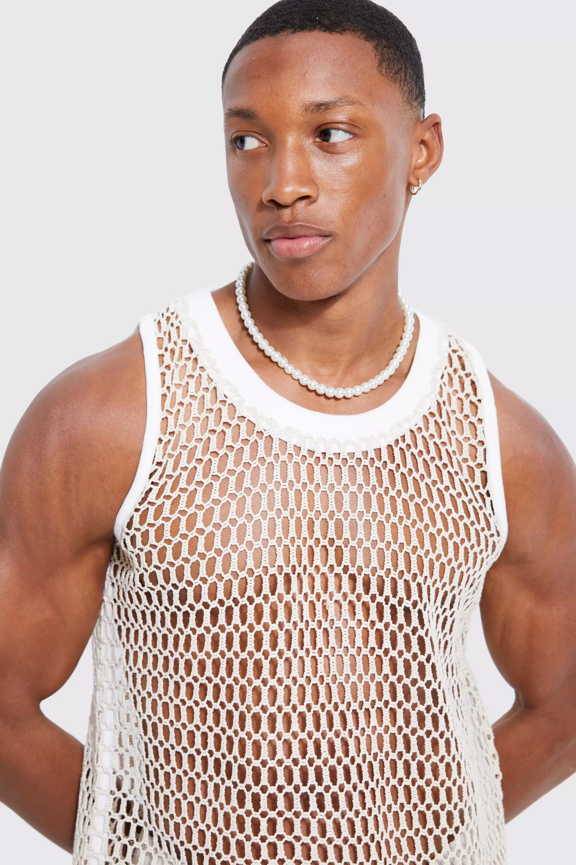 Ecru Large Scale Open Mesh Vest alternative image