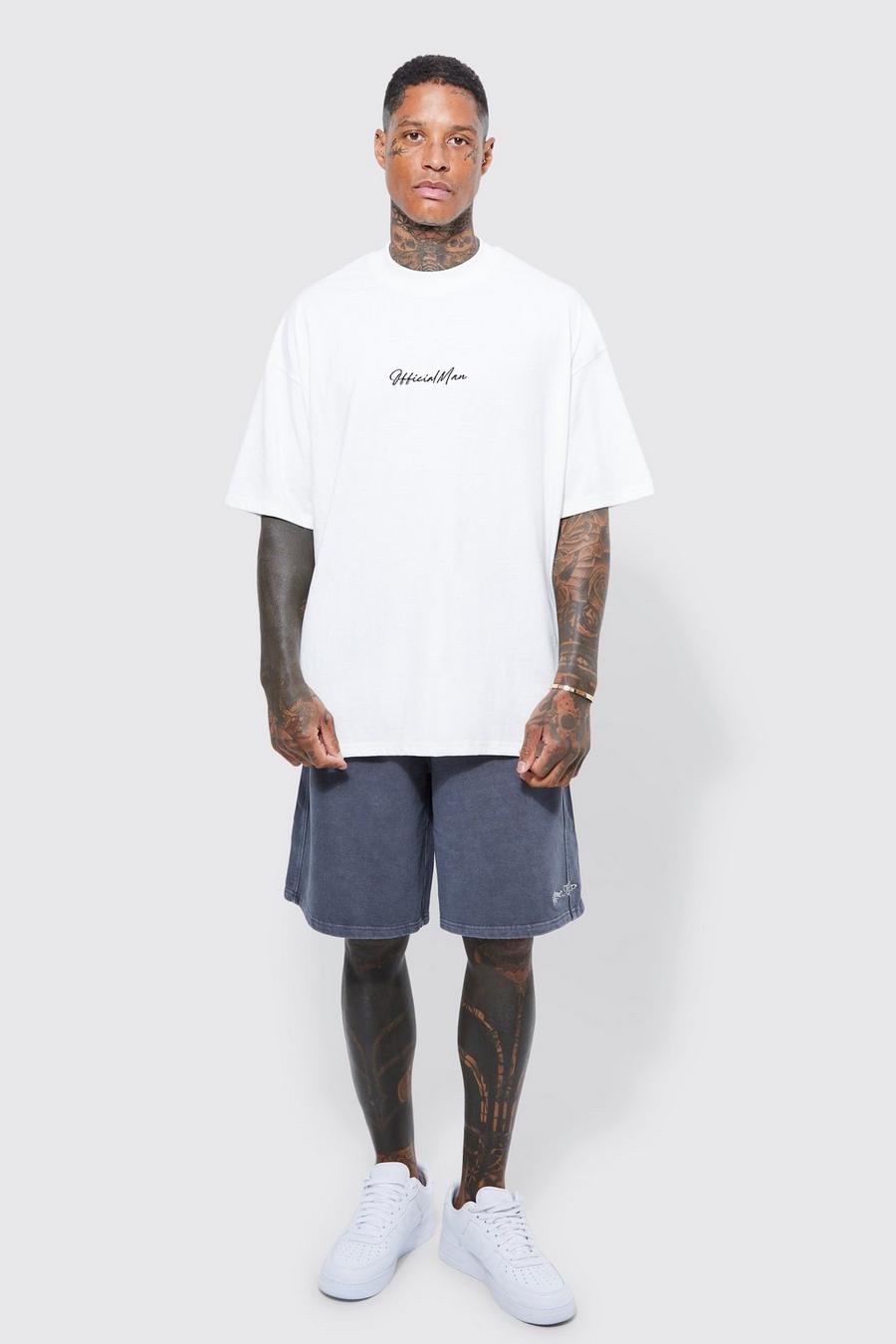 Charcoal grau Oversized Official Washed T-shirt & Short Set