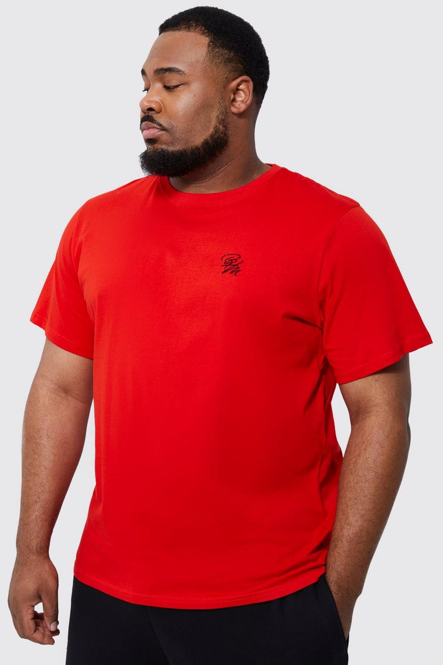 Red Plus Regular Fit Bhm Embroidered T-shirt image number 1