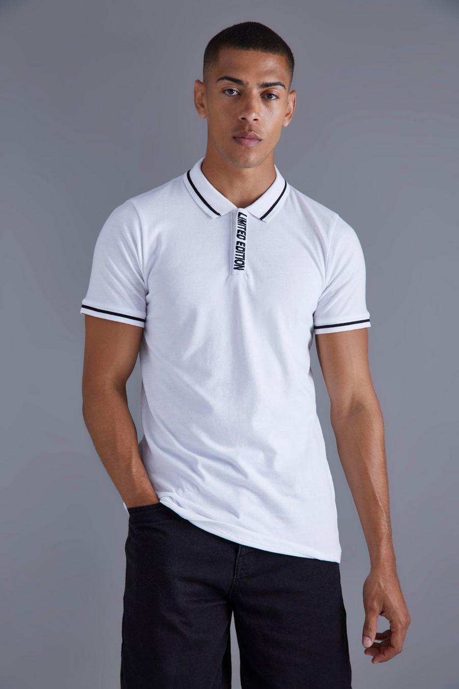 White blanc Slim Concealed Zip Official Polo  image number 1