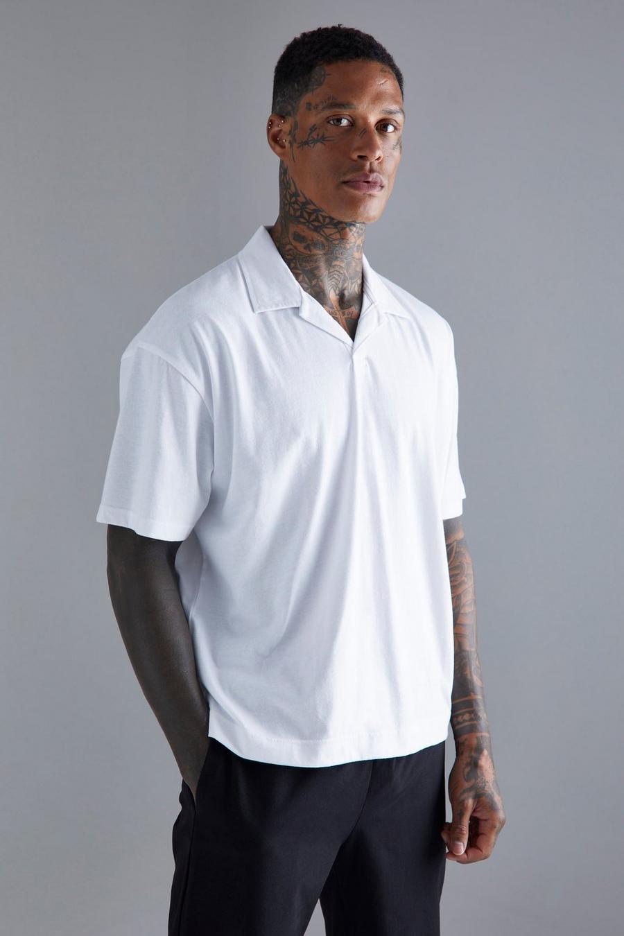 Kastiges Oversize Poloshirt, White image number 1