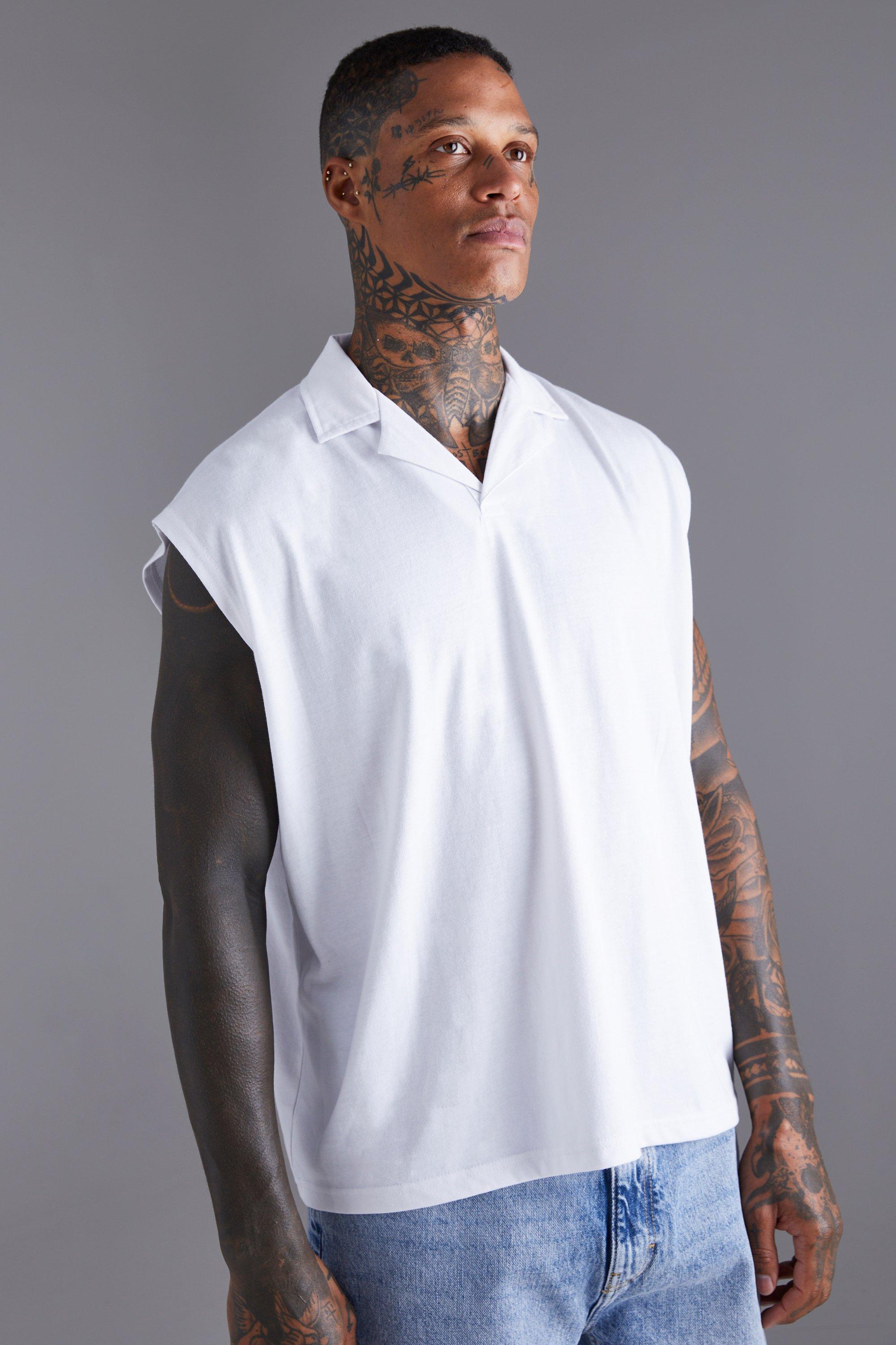Oversized Mouwloze Polo Met Revers Kraag