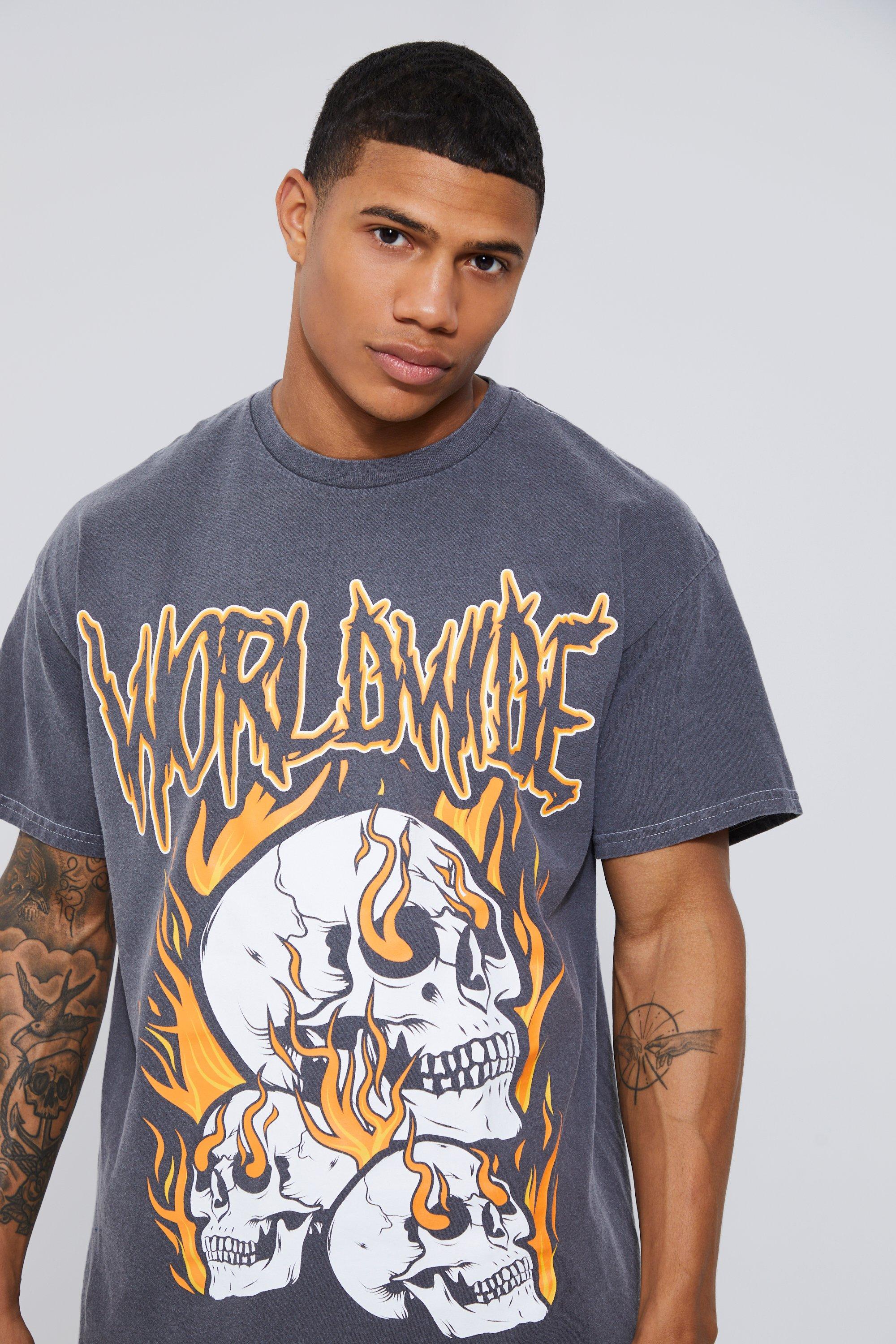 Flaming Skull printed T-shirt