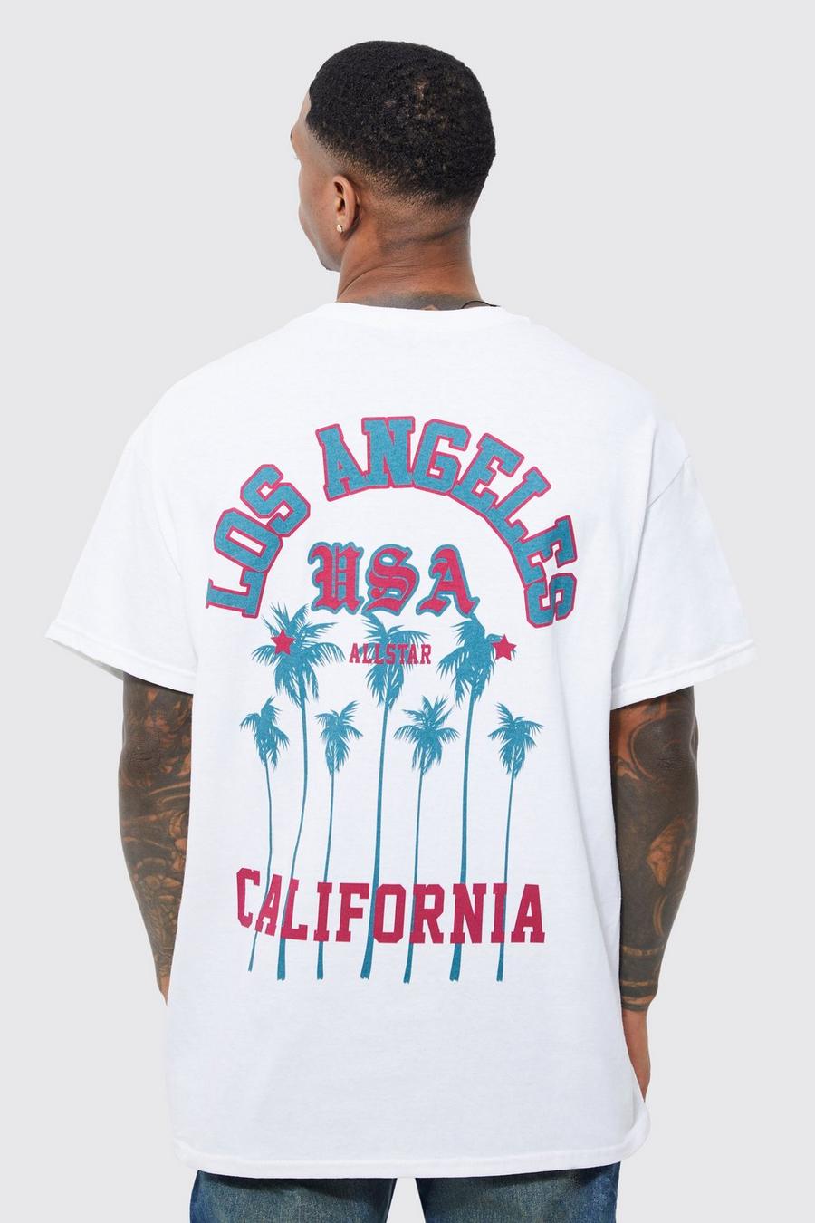 White Oversized Los Angeles Palm Graphic T-shirt image number 1