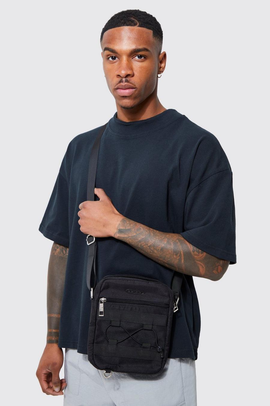 Black Man Nylon Cross Body Messenger Bag image number 1