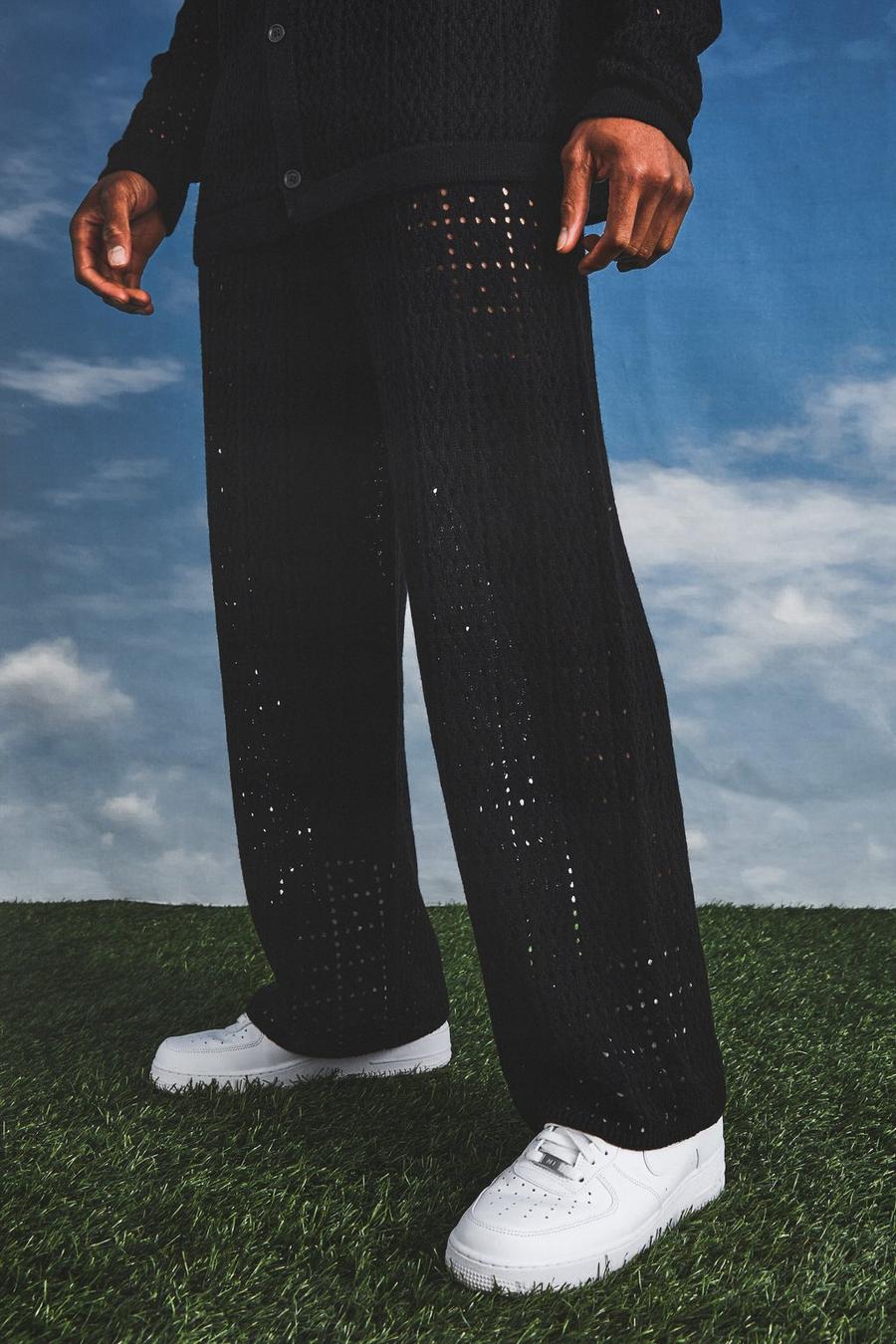 Pantalon ample en crochet, Black image number 1