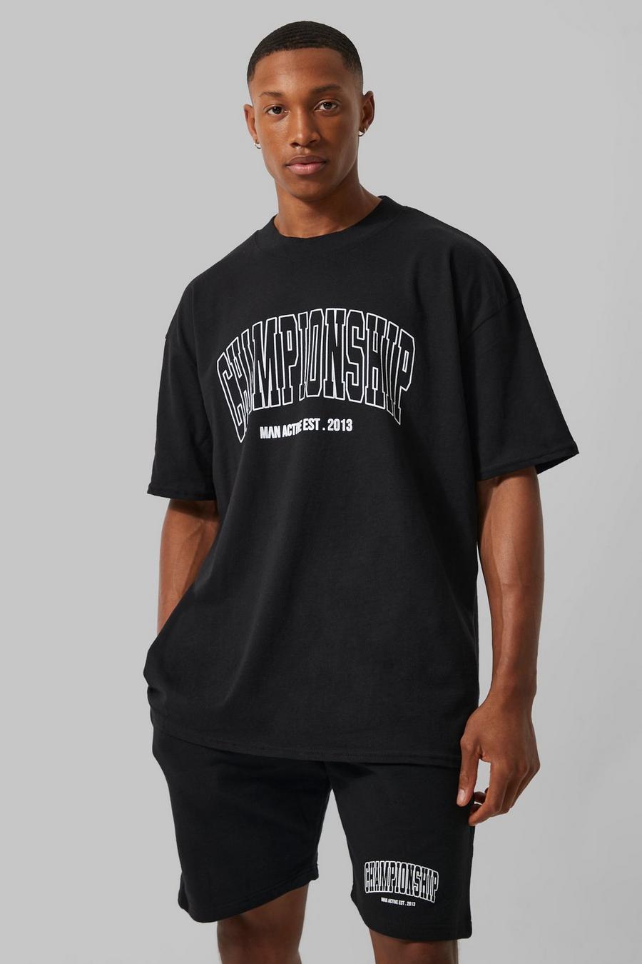 Black noir Man Active Oversized Championship T-shirt image number 1