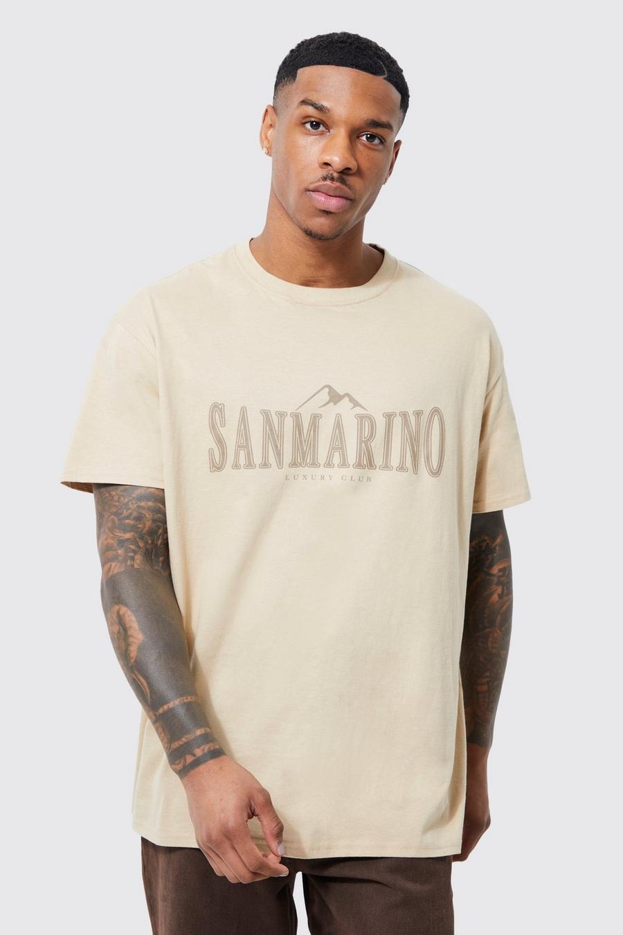 Sand Oversized San Marino Mountain Graphic T-shirt image number 1