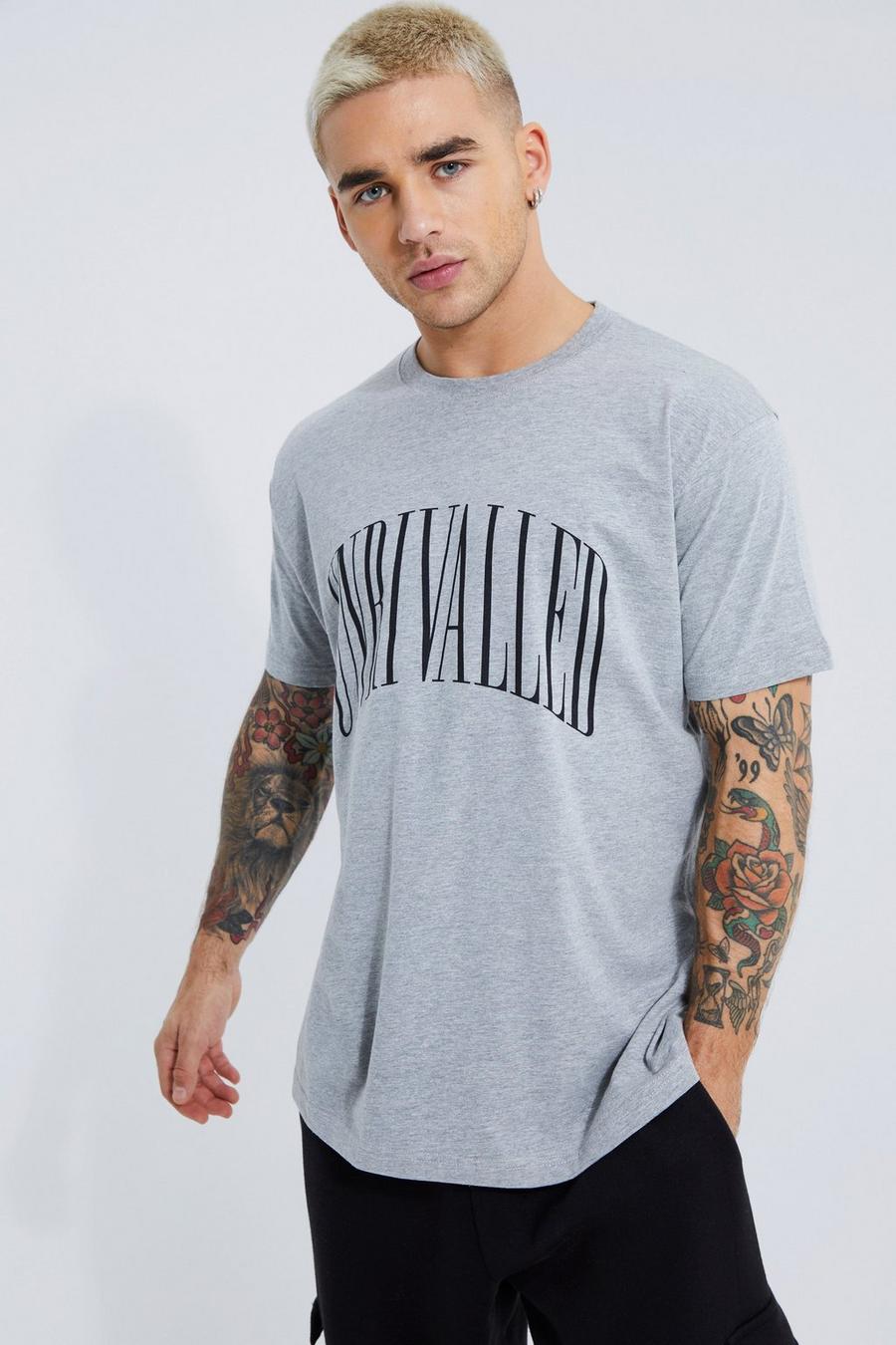 Grey marl Oversized Unrivalled Graphic T-shirt
