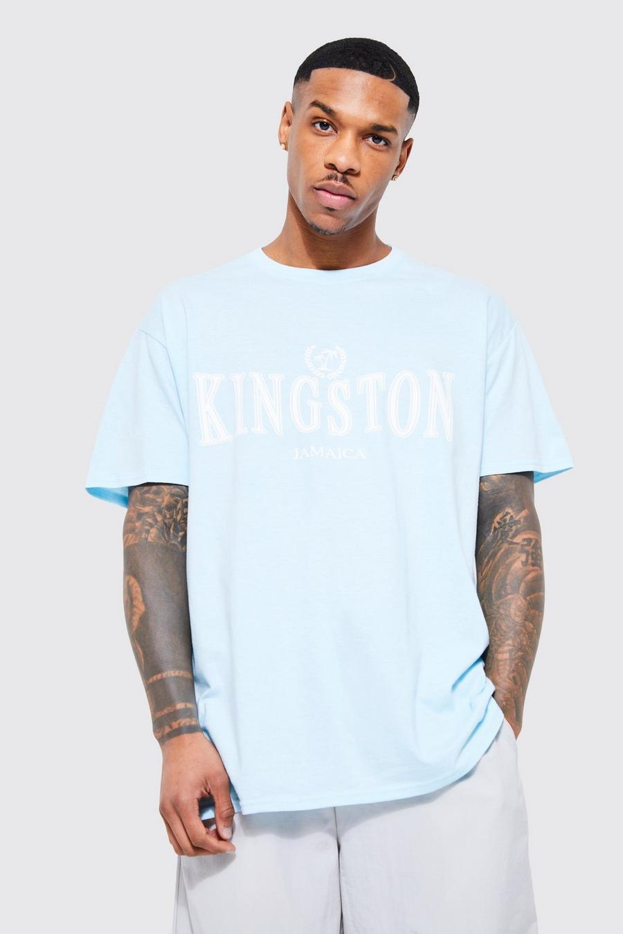 T-shirt oversize à slogan Kingston, Light blue