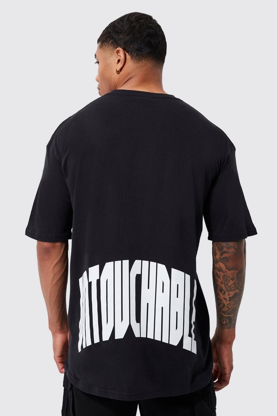 Black Oversized Untouchable Back Graphic T-shirt image number 1