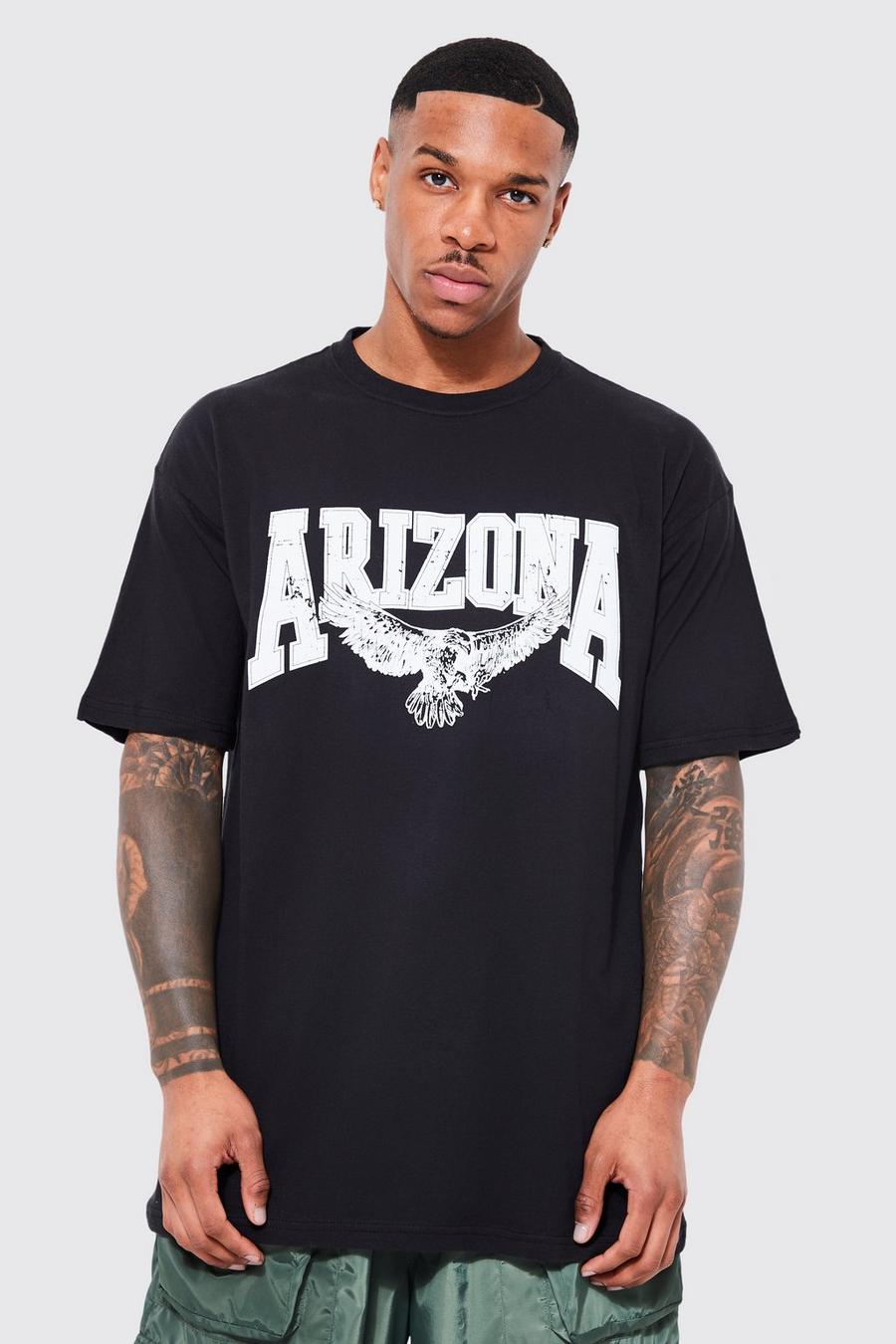 Black Oversized Arizona Eagle T-Shirt Met Print image number 1