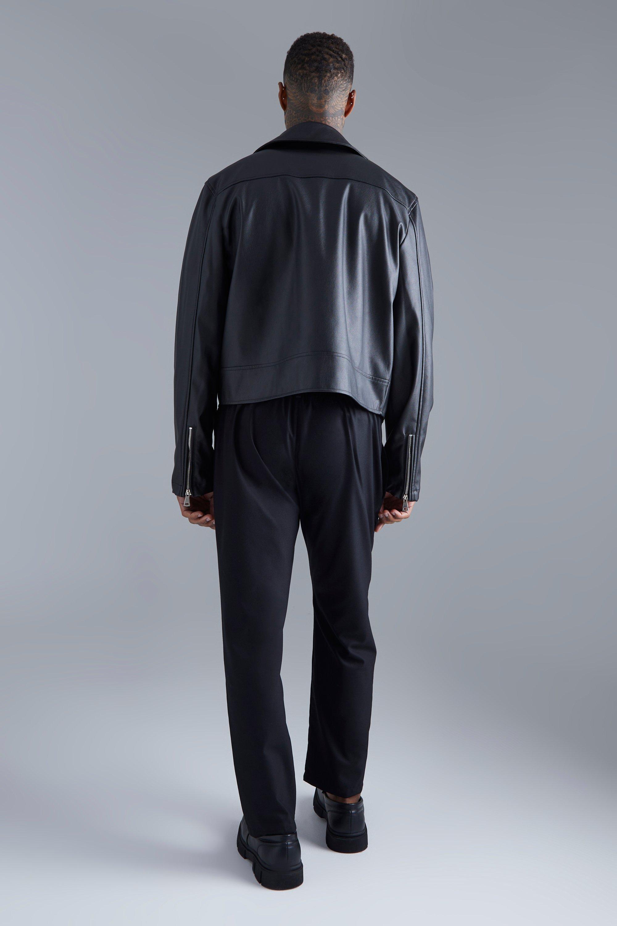 Boxy Fit Faux Leather Biker Jacket