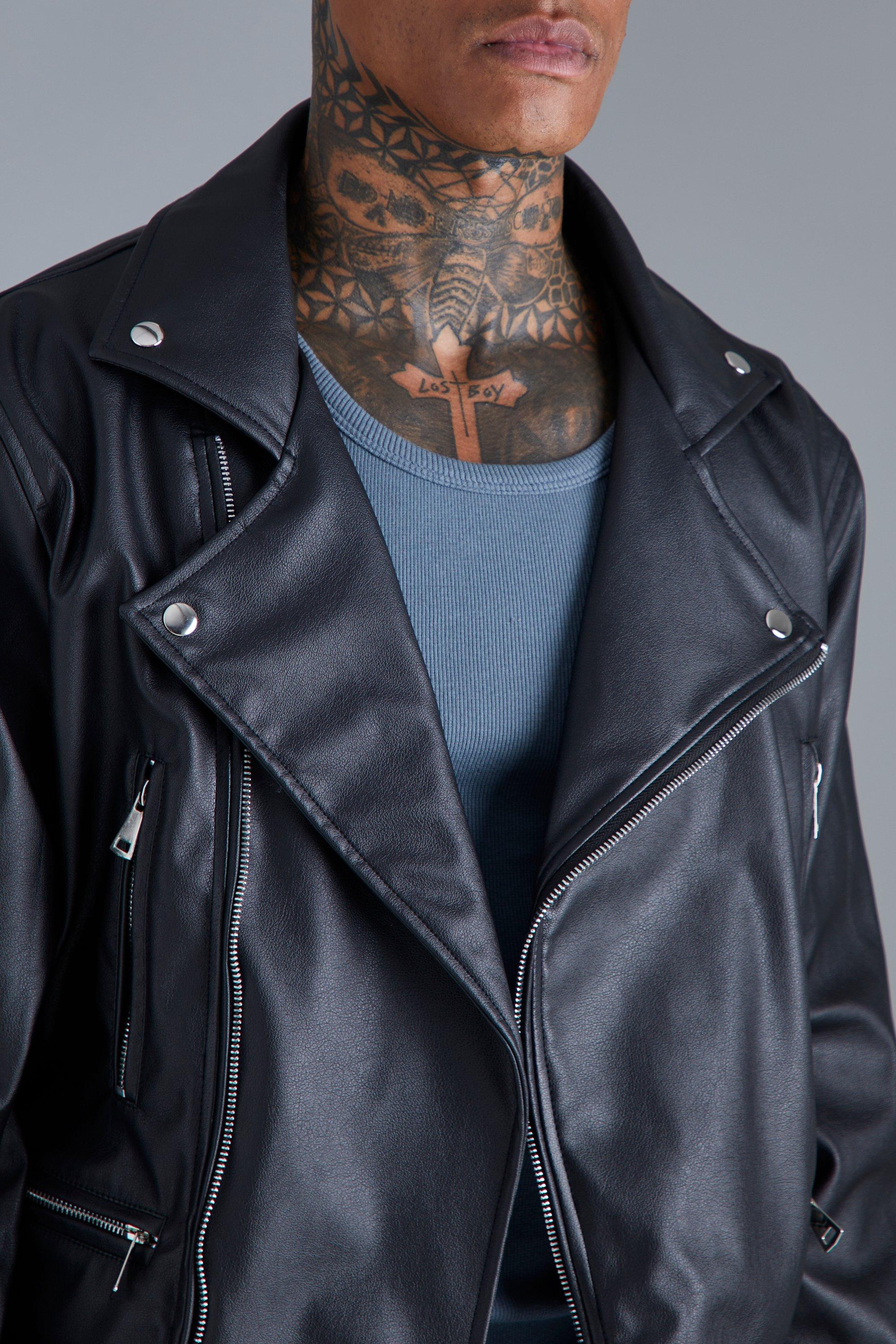 Faux leather biker jacket - Men