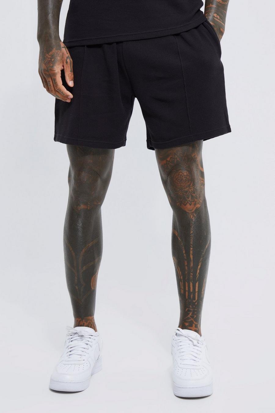 Black svart Korta loose fit shorts med struktur