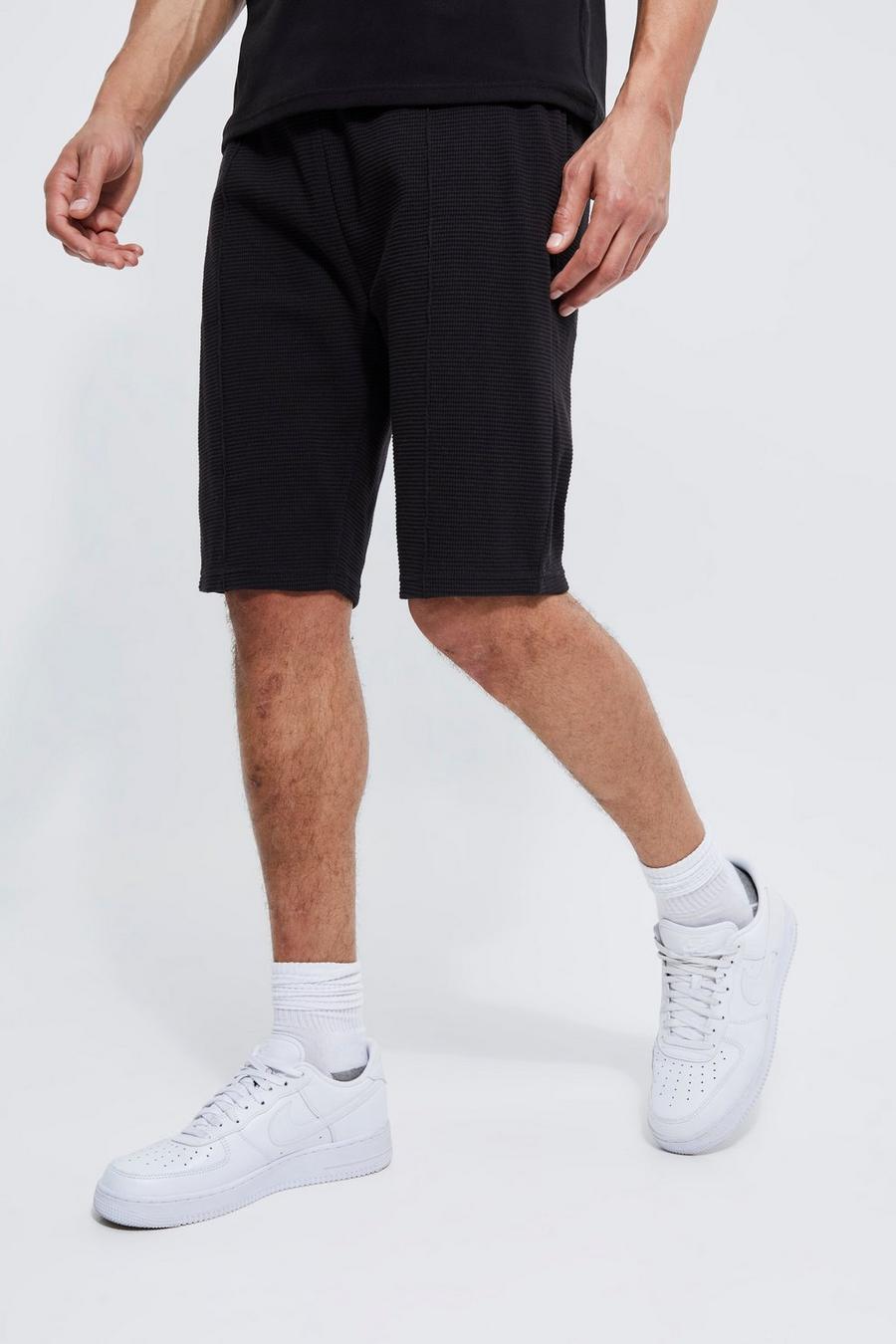 Black Tall Slim Fit Mid Length Double Knit Short image number 1