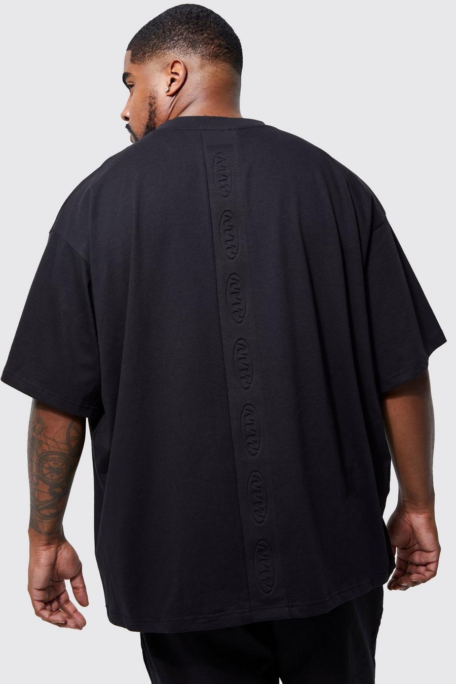 Black Plus Man Oversized Debossed Rib T-shirt image number 1