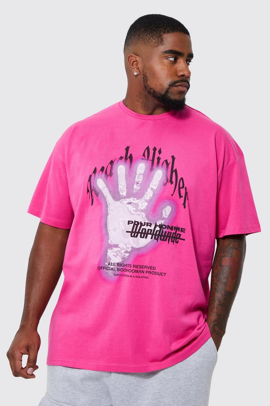 Camiseta Plus térmica con estampado gráfico, Bright pink rosa