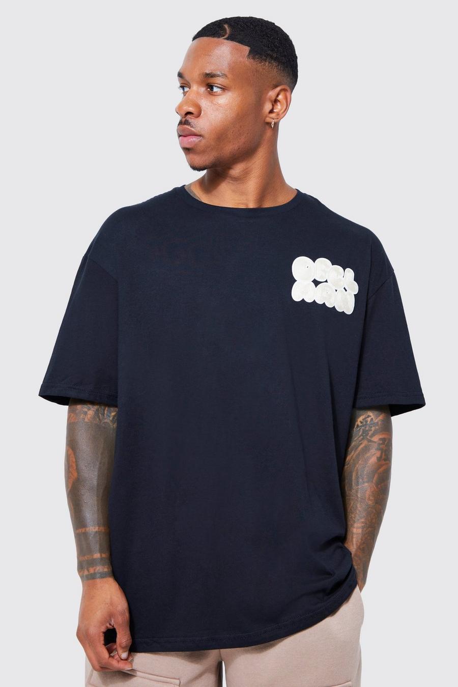 Oversized Crochet Official Graphic T-shirt, Black negro