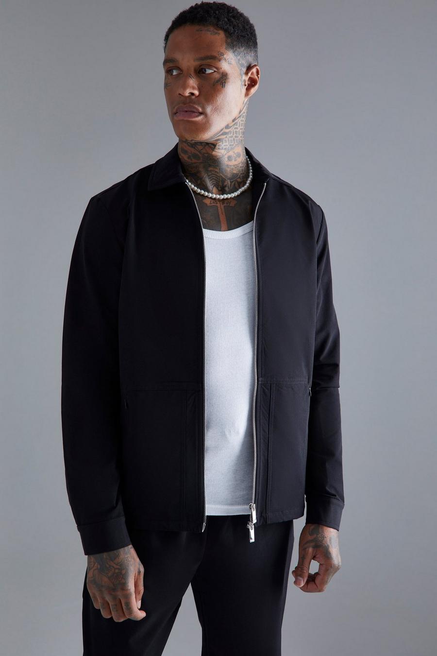 Camisa chaqueta técnica de nailon, Black image number 1