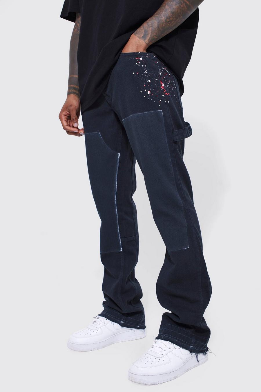 Pantaloni Carpenter Slim Fit a zampa fissa con inserti, Charcoal image number 1