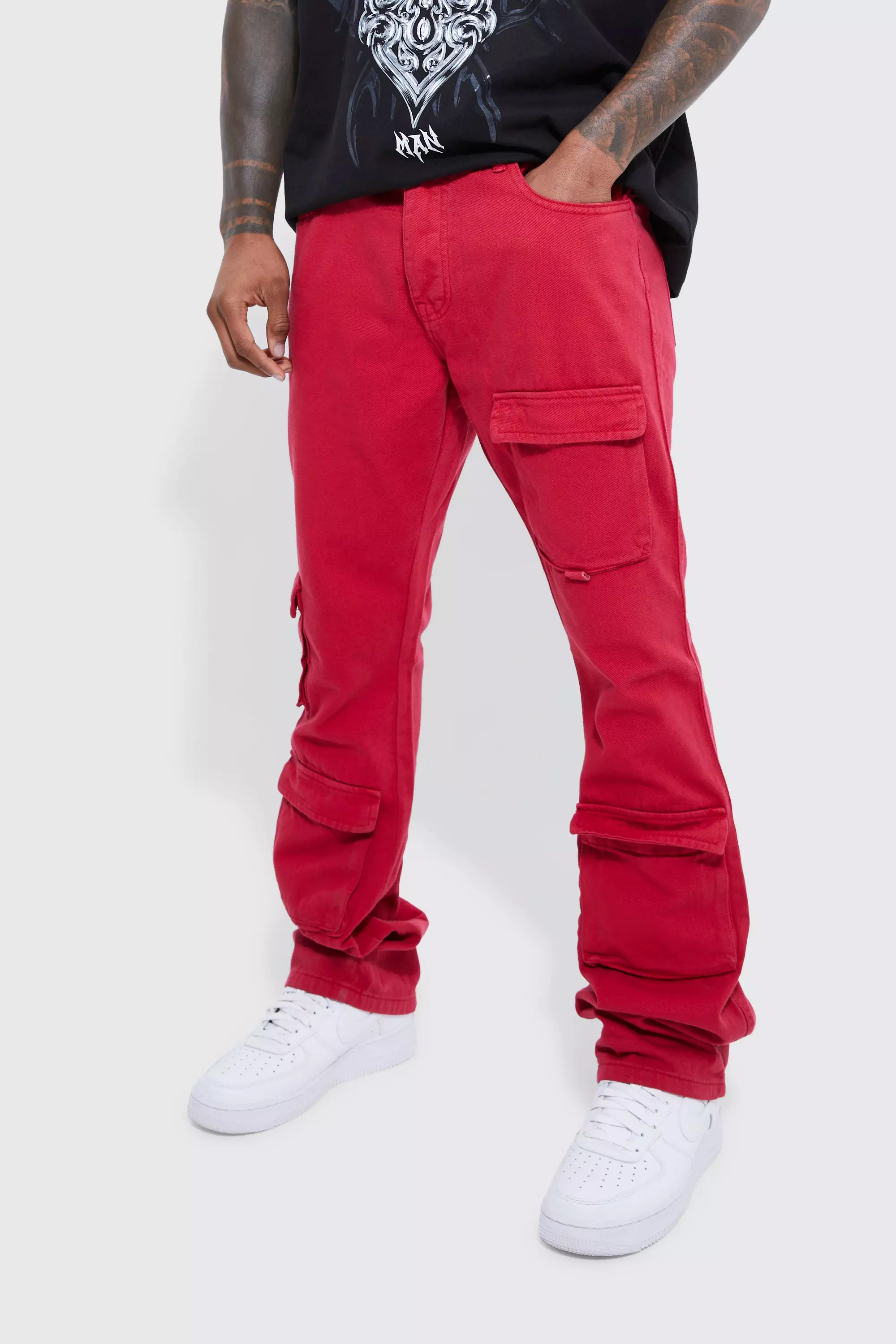 Red sales utility trousers