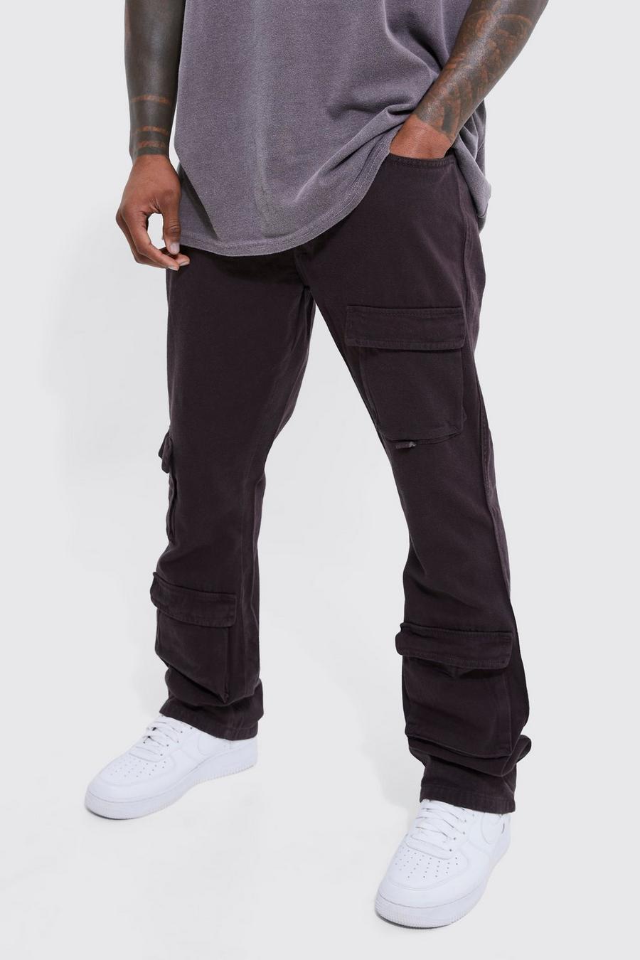 Chocolate brown Fixed Waist Skinny Stacked Cargo Trouser