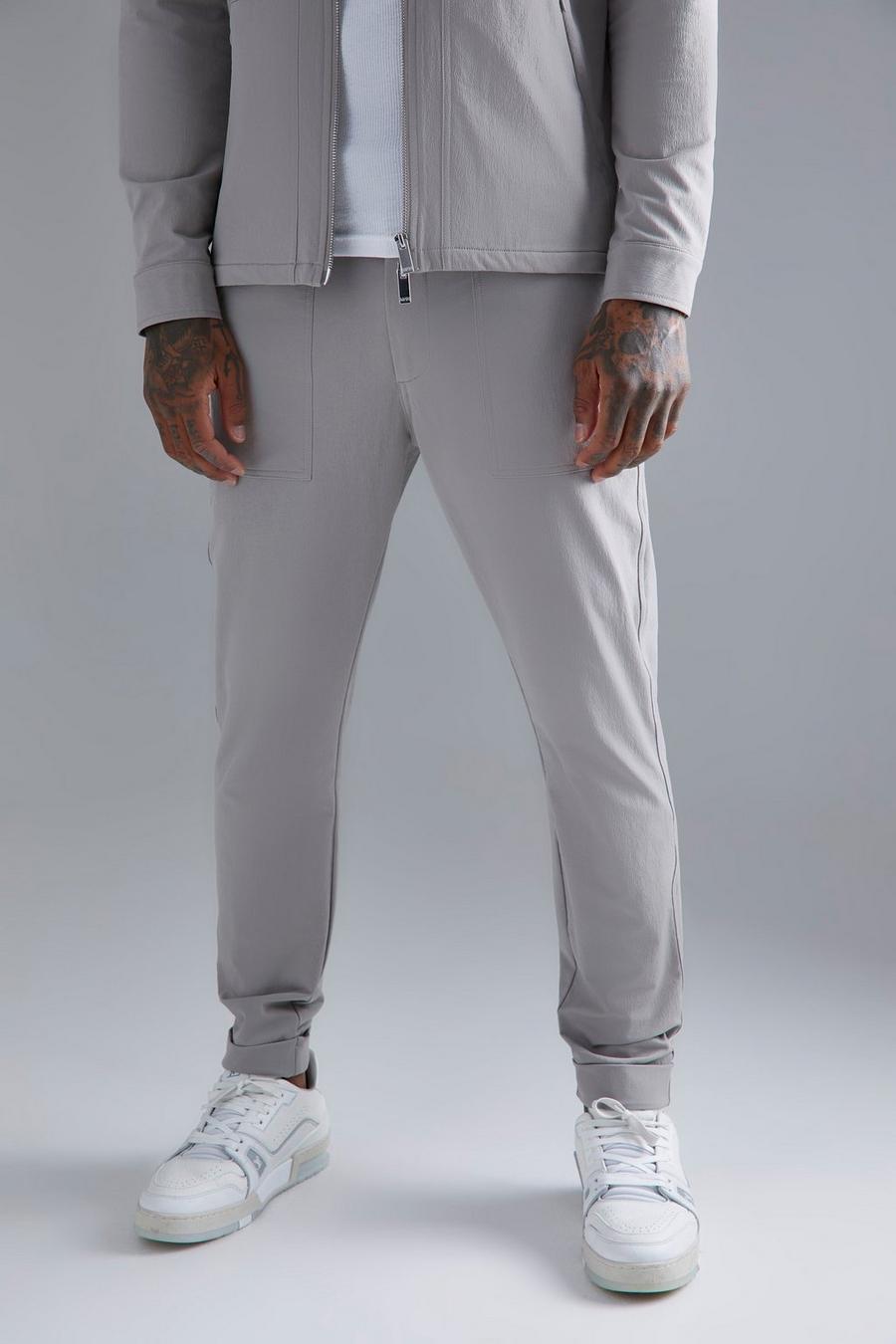 Pantaloni Slim Fit in nylon con vita elasticizzata, Stone image number 1