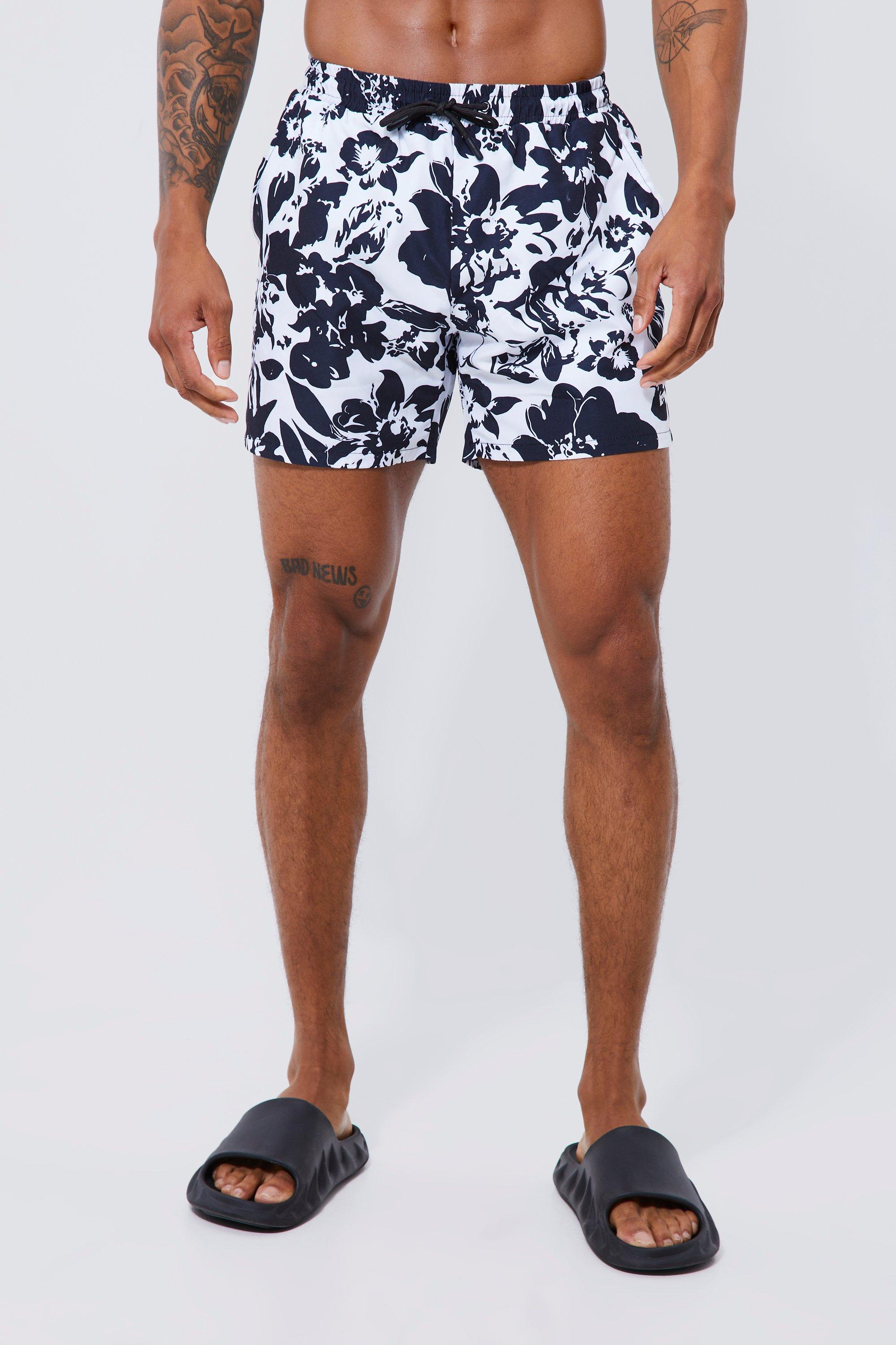 Mens plain black swim on sale shorts