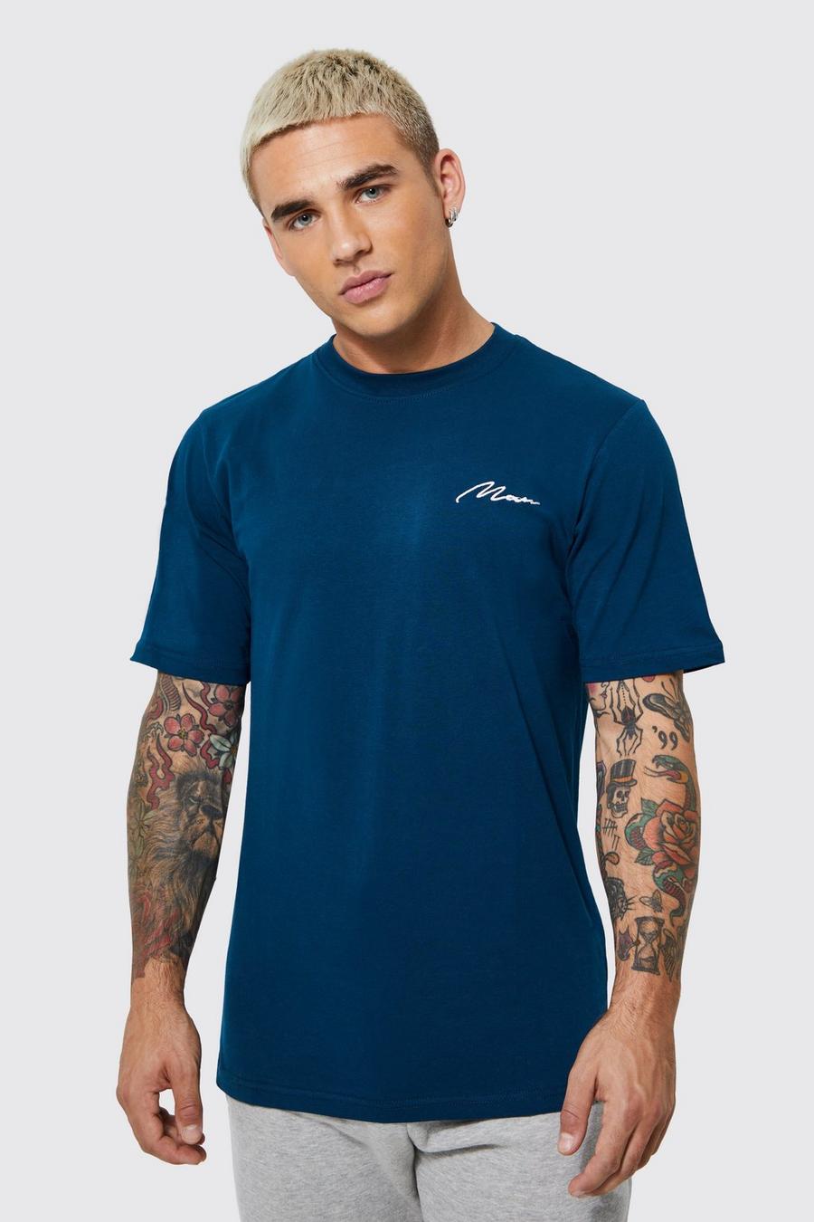 Navy marinblå MAN Basic t-shirt image number 1