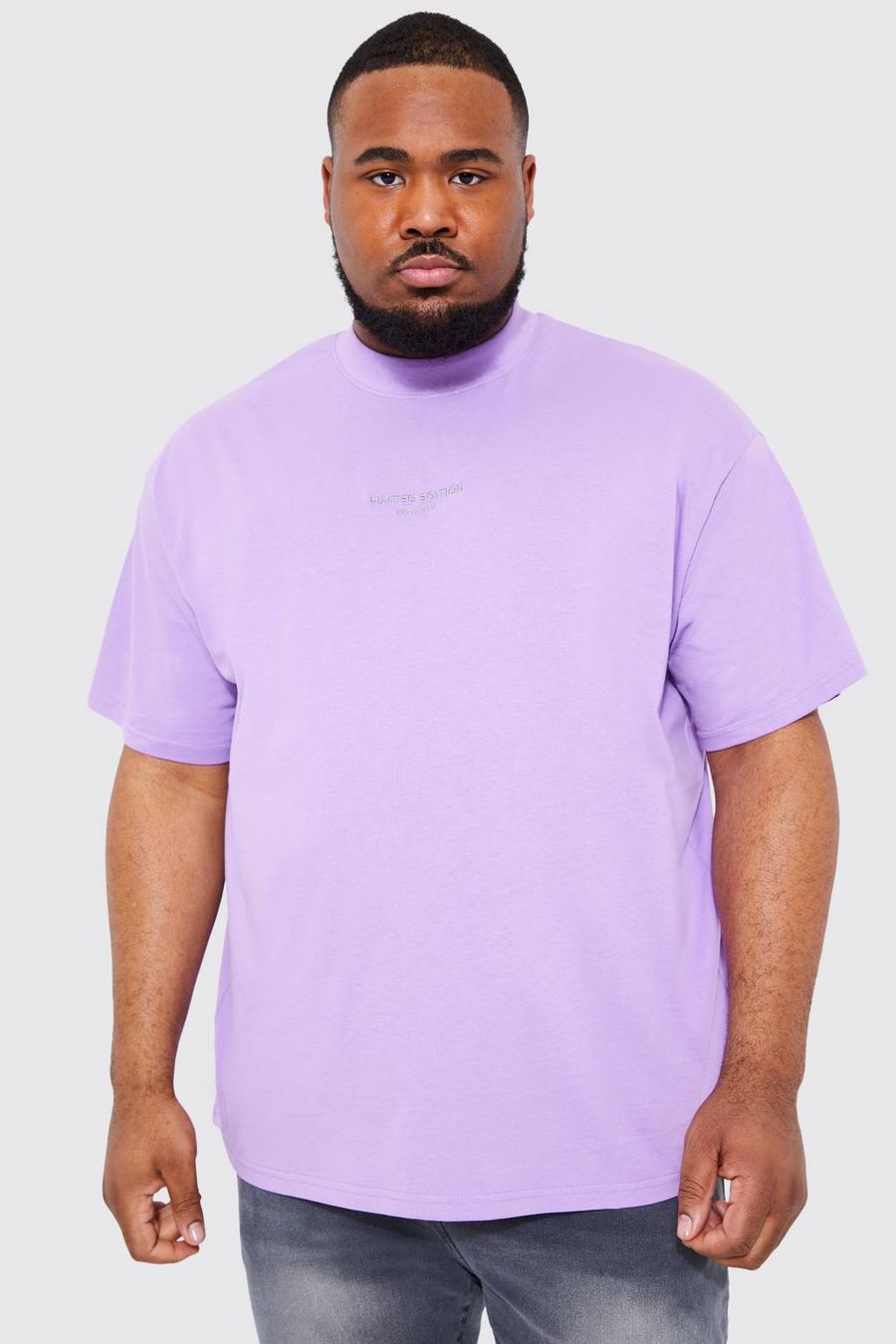 Lilac purple Plus Oversized Extended Neck Limited T-shirt