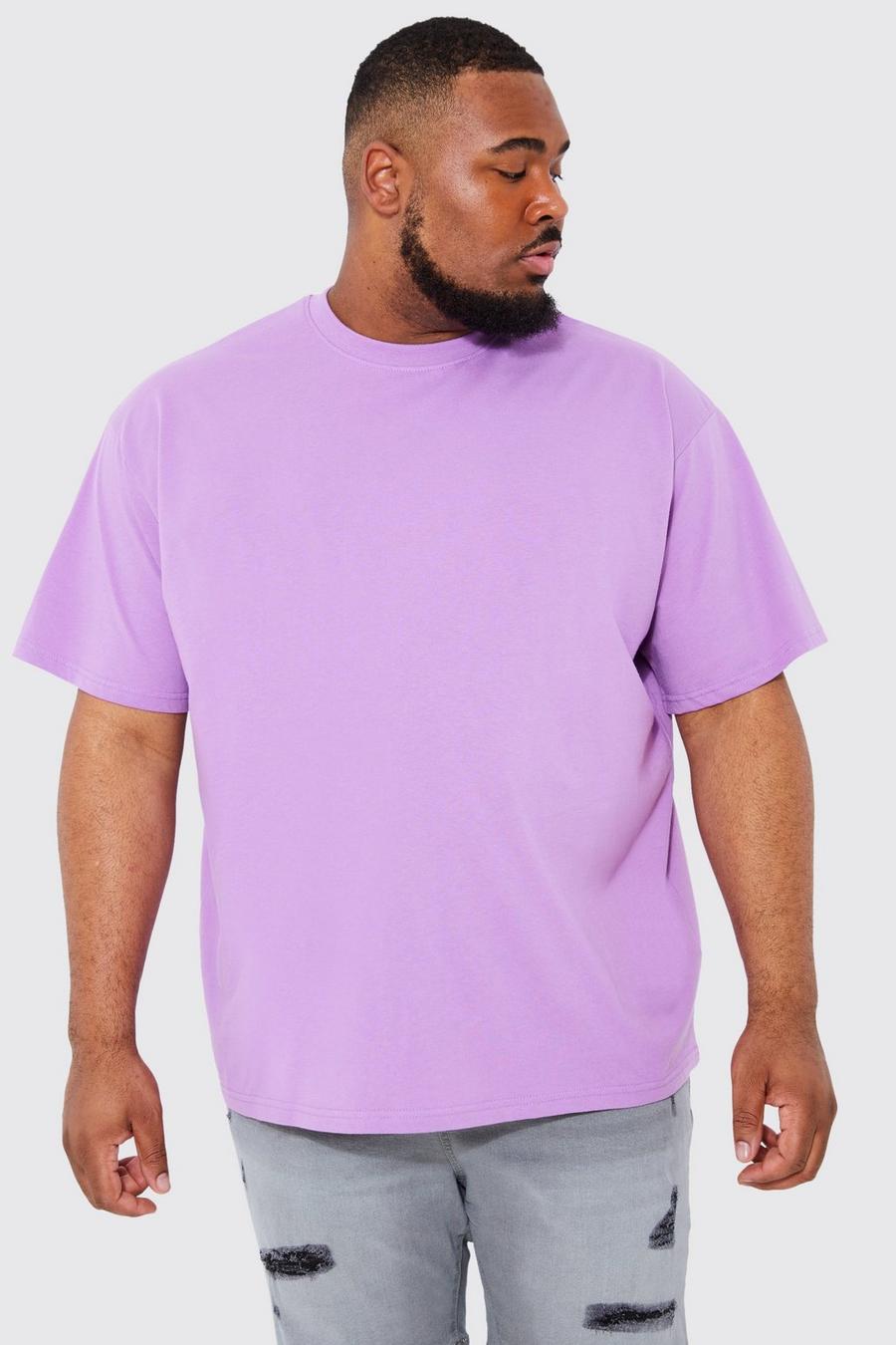 Plus Oversize Rundhals T-Shirt, Purple