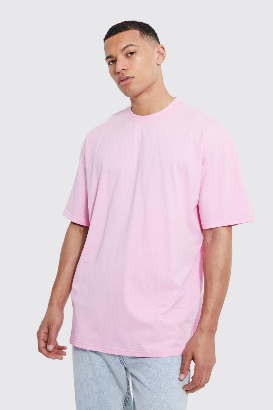 Pink Tall Oversized Extended Neck T-shirt  image number 1