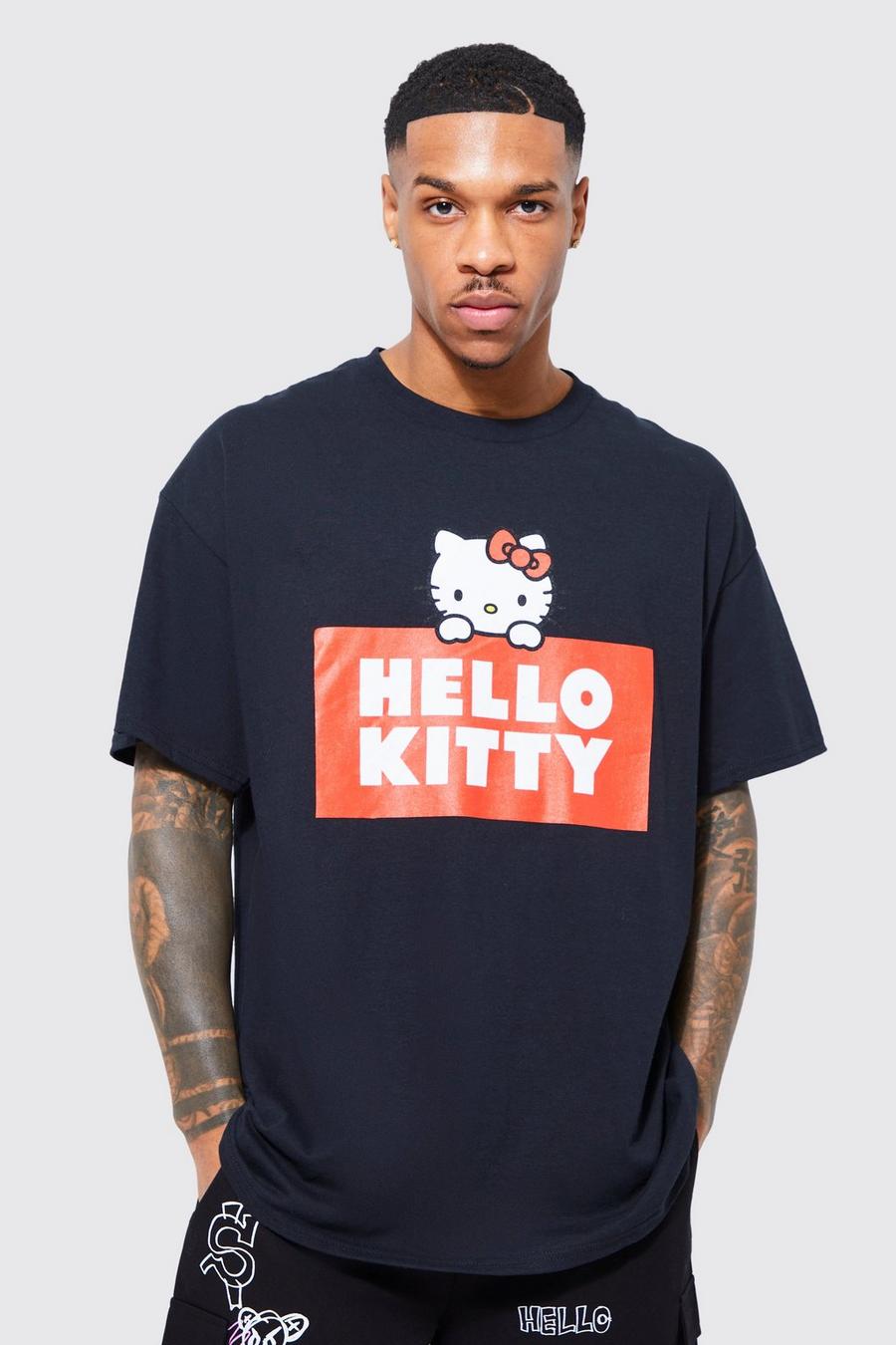 Black Oversized Hello Kitty License T-shirt image number 1