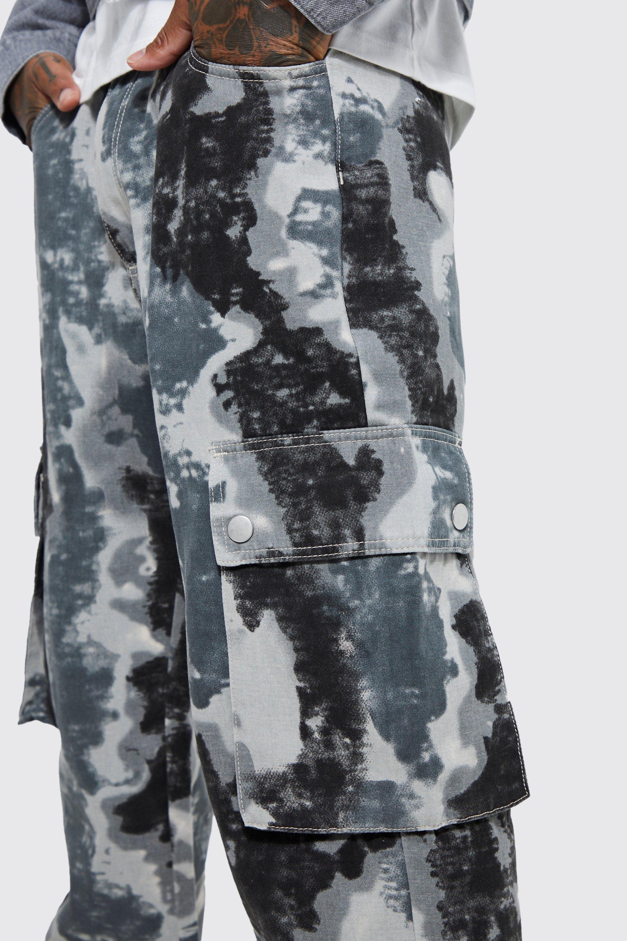 Fixed Relaxed Camo Cargo Popper Hem Pants boohoo USA