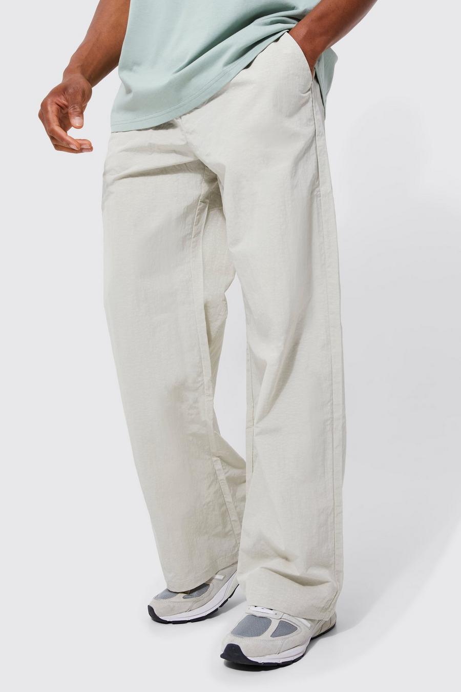 Pantalón grueso fruncido con cintura elástica, Light grey