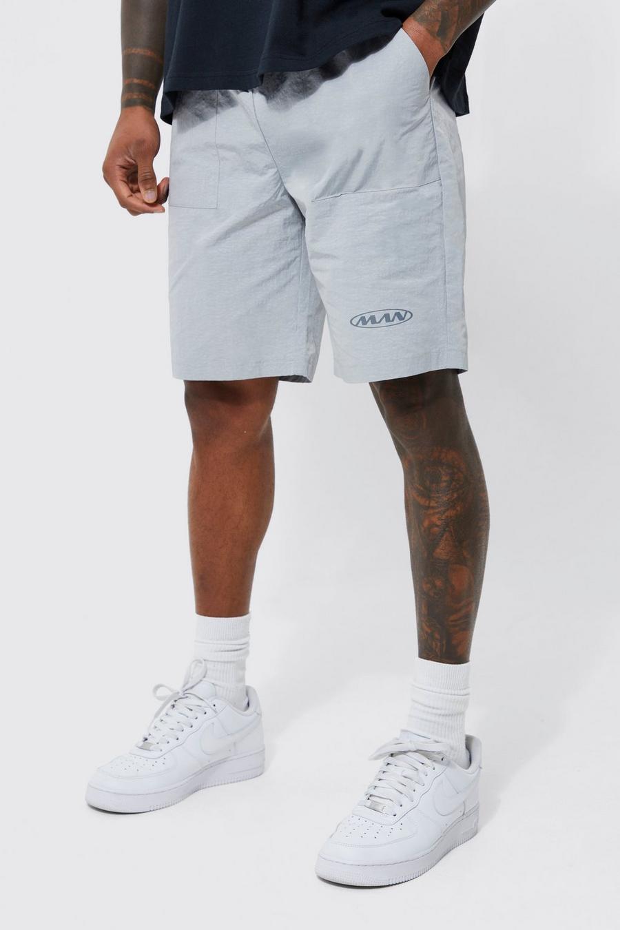 Elastische Shorts in Knitteroptik, Light grey gris