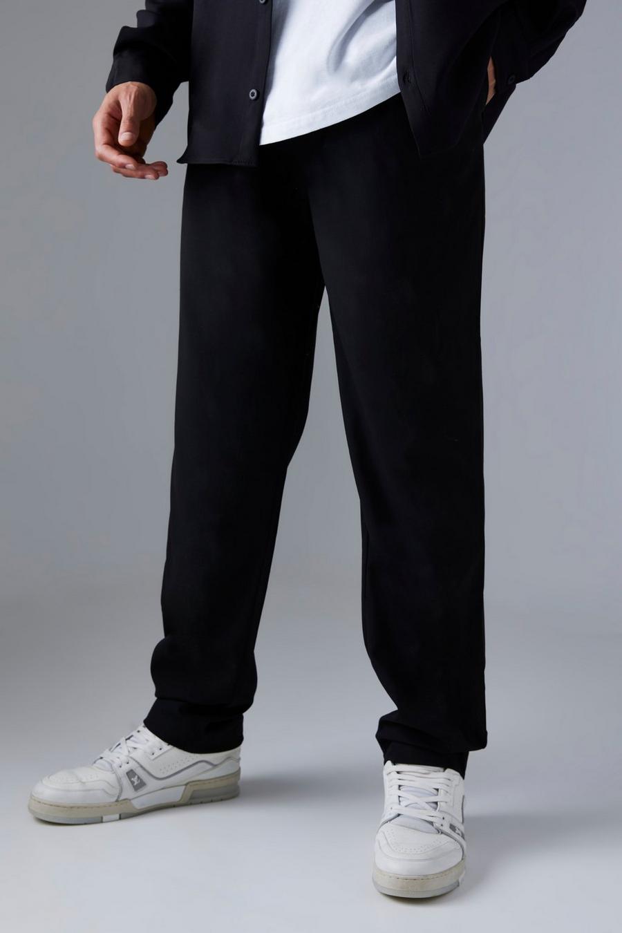 Tall - Pantalon droit fendu à taille élastique, Black image number 1
