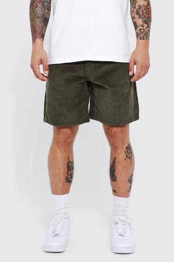 Relaxed Rigid Gusset Detail Cord Shorts khaki