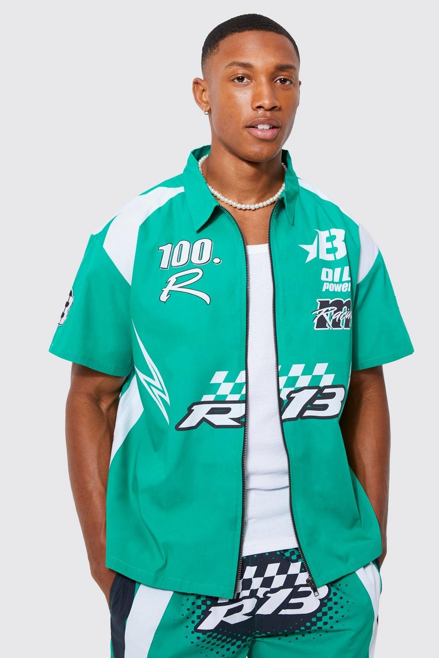 Green Kortärmad skjorta i boxig modell image number 1