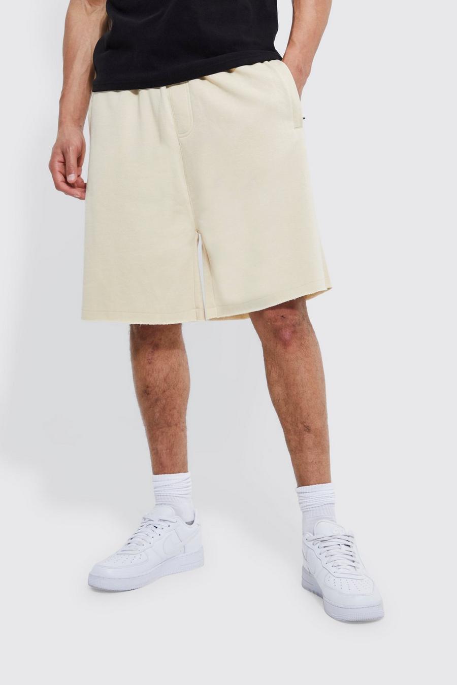 Stone Tall Oversized Fit Loopback Zip Pocket Short image number 1