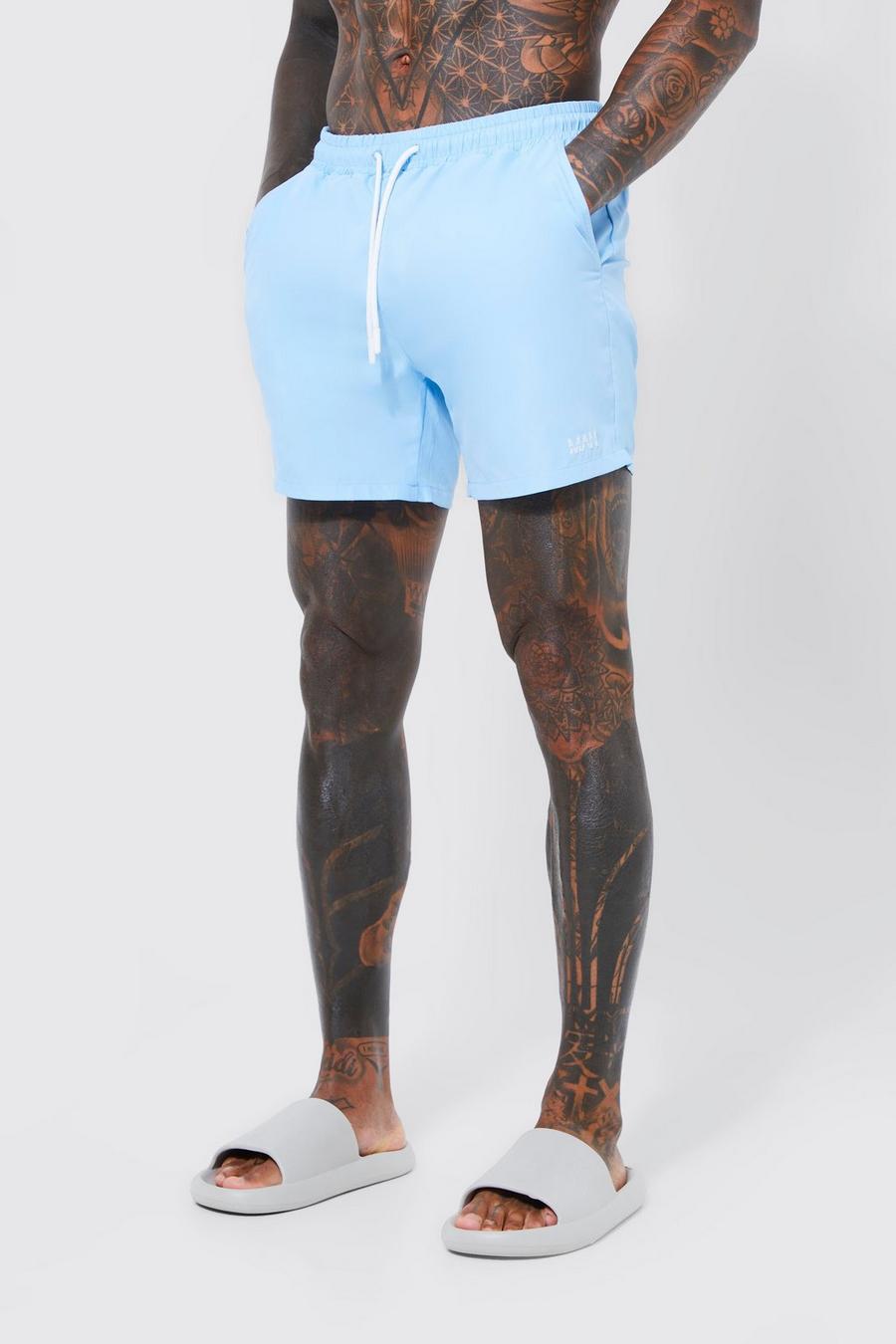 Light blue Original Man Mid Length Swim Shorts image number 1