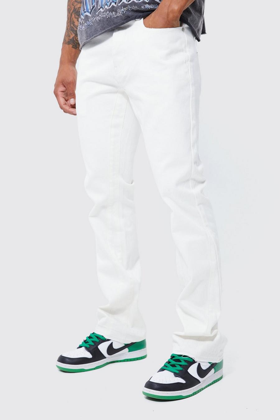 White Slim fit jeans med utsvängda ben image number 1