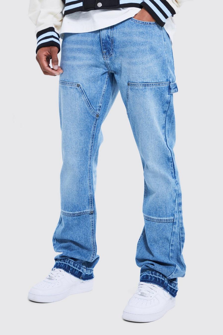 Antique wash Flared Slim Fit Utility Jeans Met Panelen image number 1