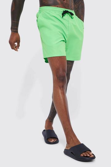 Mid Length Plain Swim Shorts neon-green